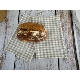 Eight Owls Stonewashed Linen Kitchen Dish Towels - 20 x 27 inch – 100% Pure Linen Tea Towel/Hand Towel - Set of 2 (Natural Check)