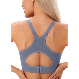 Angelhood Nursing Bras for Breastfeeding, Ribbed Nursing Sports Bra Yoga Maternity Bras Pregnancy Sleep Bralette, Blue, Large