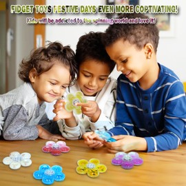 6Pack Fidget Spinner,Fidget Toys for Adults Kids Anxiety,ADHD Autism Sensory Toys,Stress Relief Fingertip Gyros,Portable Desk Toys Bag Stuffers,Easter Party Favors Present Classroom Prizes