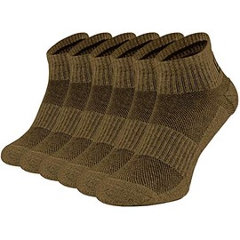 281Z Running Cushion Ankle Low Cut Socks - Athletic Hiking Sport Workout (Coyote Brown)(Small 6 Pairs)