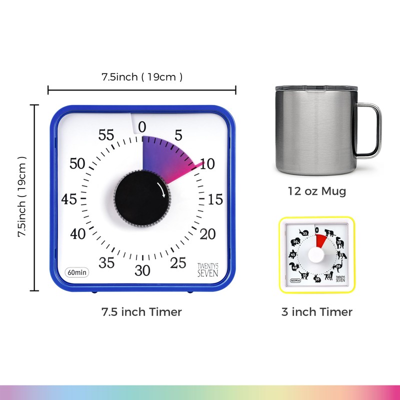 19CM Visual Timer, 1 Hour Countdown Timer, Kitchen Timer, Loud