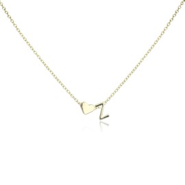Mikovivi Women's Gold Heart-Shaped Letter Necklace, Gold-Plated Heart-Shaped Letter Necklace Gold Heart Initial Necklace Birthday Gift Valentine's Day Present for Women Girls (Z)