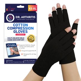 Doctor Developed Compression Gloves for Women and Men, Open-Finger Arthritis Gloves, Typing Gloves, Arthritis & Carpal Tunnel, 1 Pair (Black, S)