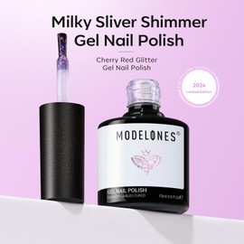 modelones Glitter Gel Nail Polish, 1 PCS 15ML Glitter Sparkly Shiny Holographic Gel Polish Soak OFF LED Nail Art Rainbow Reef Purple Shimmer Gel Nail Manicure Salon DIY Nails Gift for Women