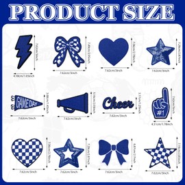 Glitinsel 24 Pcs Blue Football Cheer Patches Iron on for Hats Clothes