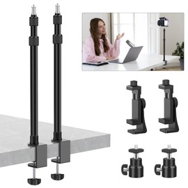 2 Pack Camera Desk Mount with 1/4" 3/8" Screws Ball Head Camera,17-41" Desk Camera Mount, Adjustable Aluminum Desktop Light Stand, for DSLR Camera, Ring Light