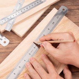 CustomyLife 5 Pack Machinist Rulers, 4/6/8/12/16 Inch Metric Ruler, Flexible Metal Stainless Steel Measuring MM Straight Ruler for Engineering Office Drawing