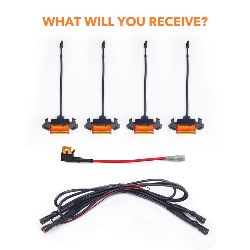 OXILAM LED Grille Lights 4 PCS with Fuse Adaptor for