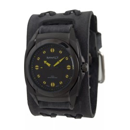Nemesis Black/Green Eternity Men's Watch, Faded Black X Leather Band, DFXB081G