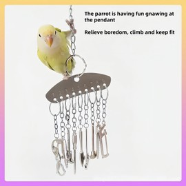 Stainless Steel Bird Toys - Chewing Puzzle Toy,Parrot Toys, Bell Pendant | Medium Large Parrots Durable,Bi/rd Toys for B/irds,Lovebi/rds Interactive Bird Puzzle Chewing T/oy,Large Bi/rd Chew T/oys