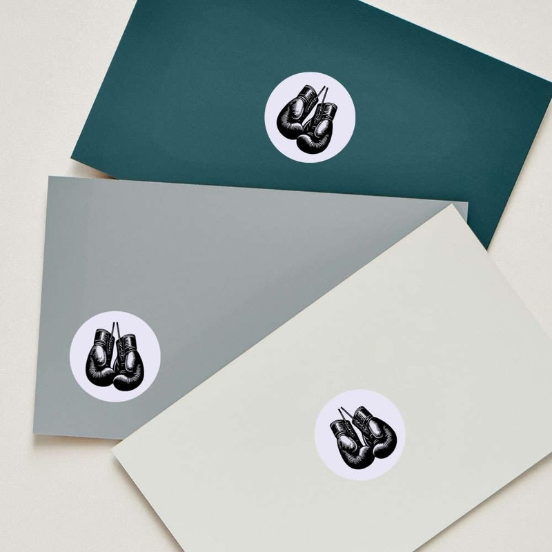 24 x 40mm Round 'Boxing Gloves' Stickers (SK00071890)