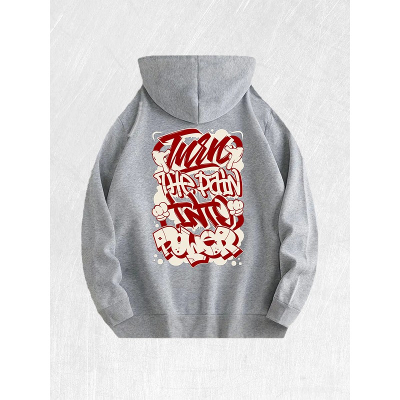Graffiti "Turn Pain Into Power" Graphic Hoodie 100% Cotton US