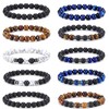 Jewdreamer Jewdreamer 10PCS Tiger Eye Bracelet For Men 8MM Natural