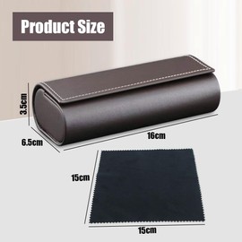 Glasses Case Hard Case, Premium Leather Glasses Box, Glasses Case for Men and Women, Hard Case with Microfibre Cloth, Glasses Storage Box for Optimal Protection of Your Glasses, brown
