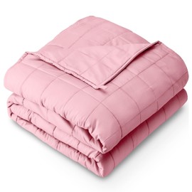 Bare Home Weighted Blanket Queen Size 20lb (60" x 80") for Adults - All-Natural 100% Cotton - Premium Heavy Blanket Nontoxic Glass Beads (Light Pink, 60"x80")