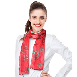 CBC Crown Christmas Scarf - Christmas Theme Candycane, Poinsettia Scarf Accessories, 13" x 60" Inches, Made In Korea (Candycane-Red)