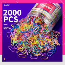 Teenitor 2000Pcs Toddler Hair Ties, Elastic Rubber Bands Baby Hair Ties, Multi Color Hair Ties for Little Girls Elastic Small Rubber Bands for Kids Baby Girls Toddler Colorful