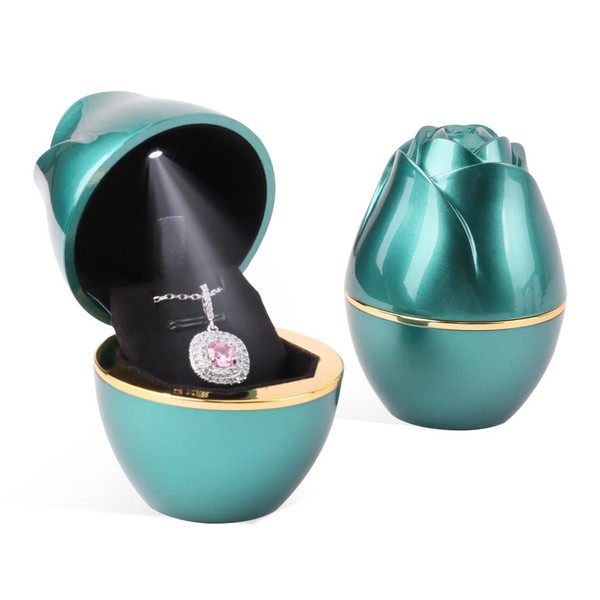 Rolin Roly Green Pendant Box with LED Light Rose Jewelry