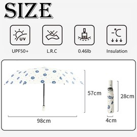 LHLZNB Auto Open/Close Compact Travel Umbrella with Watercolor Art, UV Sun Protection, Windproof Lightweight Design, Fast-Drying Portable Umbrella for Women & Men (White)