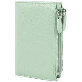 KOTORA Small Wallets for Women Leather RFID Blocking Bifold Zipper Coin Pocket Wallet Card Case Holder Minimalist Clutch Handbag Purse, Medium-Green, Bifold