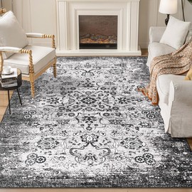 Castage 5x7 Area Rugs Washable,Black Rug for Living Room Bedroom Dining Room Kitchen,Large Boho Vintage Bohemian Farmhouse Distressed Oriental Carpet Non Slip