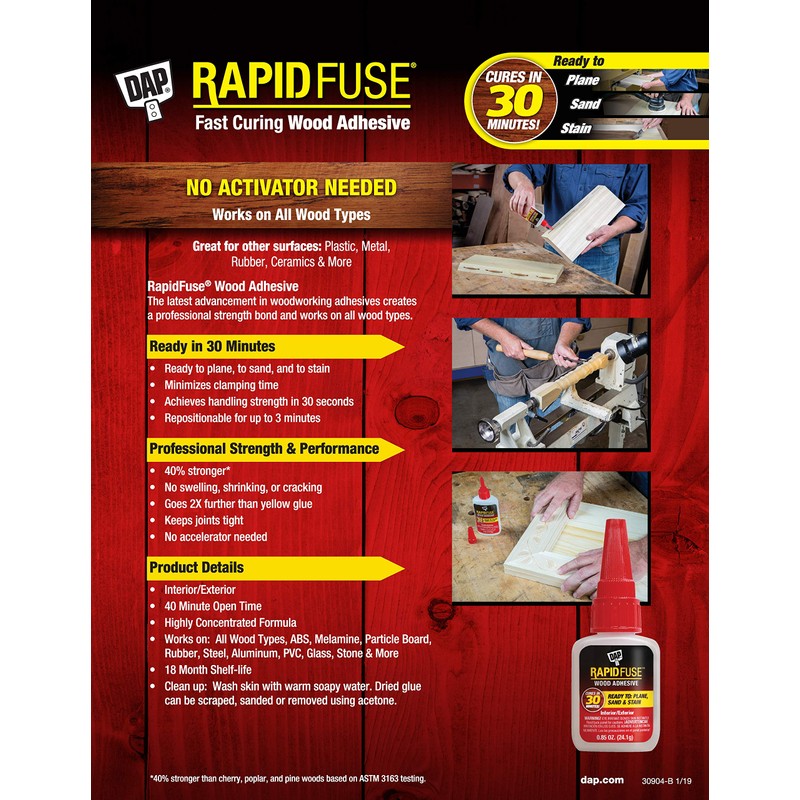 DAP 00157 4 oz Rapid Fuse Fast Curing Wood Adhesive