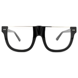 Zeelool Stylish Semi-rimless Blue Light Blocking Glasses, Acetate Oversized Glasses Frame for Men Women HP0223-02 Black