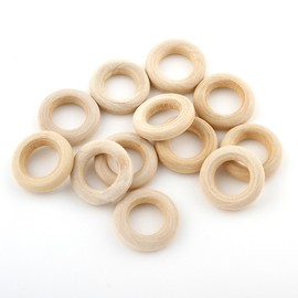 Perlin Wooden ring, diameter 25 mm, wooden rings, jewellery, 40 pieces, unfinished smooth wooden hoop, baby children's toy, curtain rings for curtains, curtain rings, rings made of wood, H162