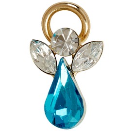 Guardian Angel Brooch, December Birthstone, Angel Badge with Blue Topaz Gemstone, Gift for Women & Men, Lapel Pins-Golden-One Size-Unisex, Silver