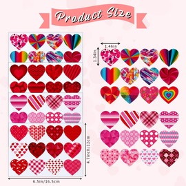 Valentines Stickers, Heart Stickers, 192 PCS Valentine Day Heart Stickers for Kids, 1.5 Inch Self-Adhesive Love Decorative Sticker Labels for Valentine's Day Wedding School Craft Activity Party Favors