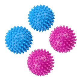 Luckious Brand 4 PCS Dryer Balls - Cleaning Laundry Balls, Reusable Roller Drying Balls, Reduce Wrinkles, Drying Time, Static Electricity, and Soften Clothes (Blue, Red)