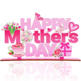 Mothers Day Decorations for Party Wooden Table Centerpieces 11.8x6.8 Inch Happy Mothers Day Decorations Sign Pink Wood Table Topper for Home Kitchen Shelf Mantel Indoor Decor from Daughter Son