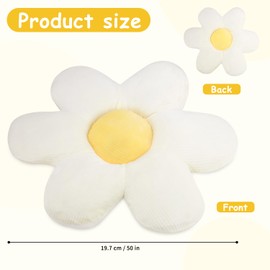 Syvory Flower Floor Cushion, Flower-Shaped Throw Cushion Cushion, Tatami Flower-Shaped Plush Decor, Aesthetic Room Decor for Home Decoration, Living Room, Bedroom, Children's Room (White & Yellow)
