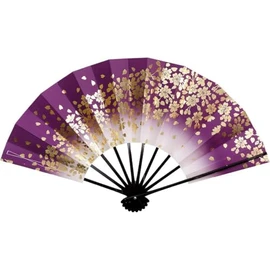 [Kasumi Haru] Mai Fan, 9.0 inches (5 minutes), Deep Blur Golden Cherry Blossom, Black Lacquered Bamboo, Red, Black, Purple 1305-1306-1307 (Purple), purple