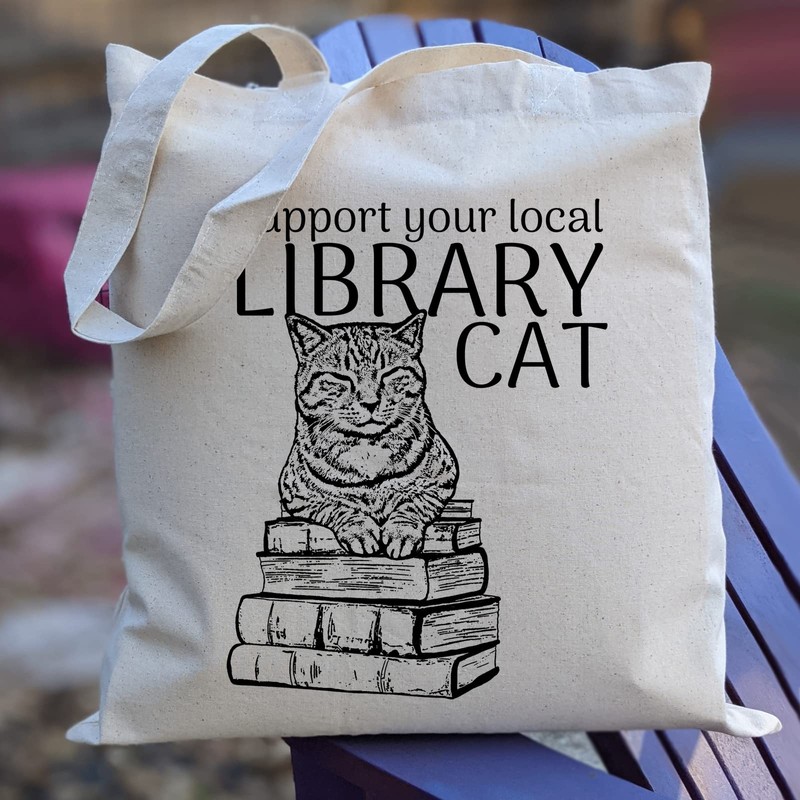 Pet Studio Art Cat Tote Bag, Library Cat, Large