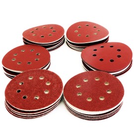 S&R 60 pcs 125mm Sanding Discs - Grit 40/60/80/120/180/240, Hook Quick Fitting for Random Orbit Sander - Wood, Metal, DIY.