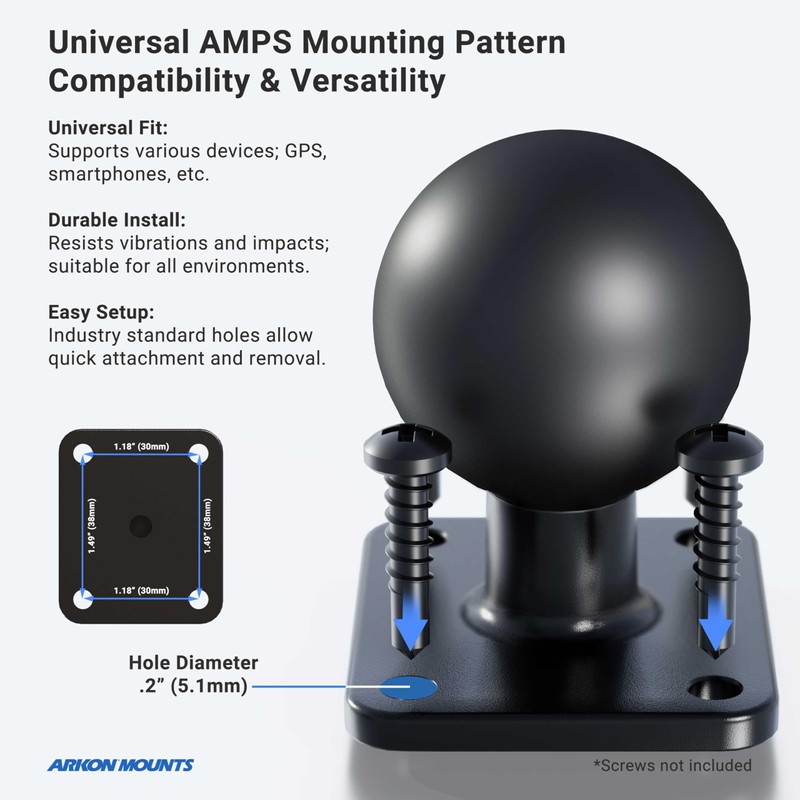 ARKON Mounts SPCLAMP38MM 38mm (1.5 inch) Ball to Adjustable Clamp