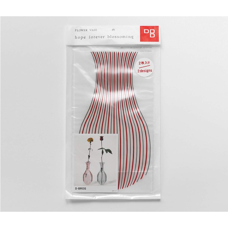 D-BROS公式 FLOWER VASE フラワーベース／ビニール製の花瓶／レギュラーサイズ 他 (ストライプ（レッド＆ブラック）, レギュラーサイズ)