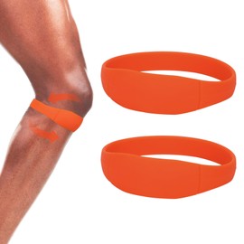 PEUTIER 2pcs Patellar Tendon Support Strap, Patella Knee Strap Silicone Knee Band for Patellar Pain Reduce Patellar Tendon Strap Knee Brace for Jumpers Running Sports Basketball Men Women(Orange)