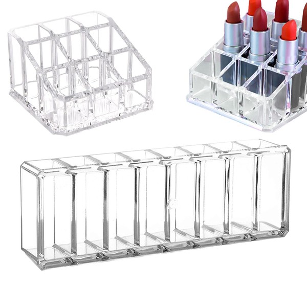 2 Pieces Make Up Organiser, Lipstick Organiser, Cosmetic Organiser Box, Makeup Organiser Drawer Lipstick Storage Box Make Up Storage for Makeup and Jewellery (Transparent)