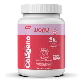 Wonu Colágeno Hidrolizado Polvo Con Ácido Hialurónico 345g Sabor FRESA ARANDANO