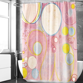 Berkin Arts Bathroom Shower Curtain Set 180 x 180 cm Waterproof Polyester with Hooks Geometric Abstract Art Pink Colorful Art Nouveau (No. 8 by Hilma af Klint)