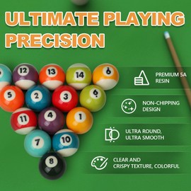 Oztwel 2-1/4" Regulation Resin Billiard Balls with Case, 16 Tournament Pool Table Balls Professional Design, Professional/Amateur Pool Balls Billiard Set Complete 16pcs Set with Case (Premium Bright)