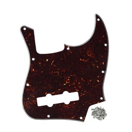 FLEOR 10 Hole J Bass Pickguard Scratch Plate Pick Guards for 4 Strings American/Mexican Standard J Bass Part, 4Ply Brown Tortoise Shell