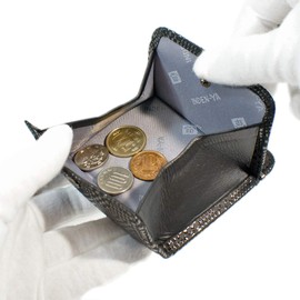 Indenya 1208-01-167 Purse, Coin Purse, G Deer Leather, Black Background x Black Lacquer, Chequered Petite, black