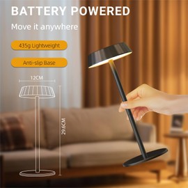 EppieBasic Cordless Table Lamp Rechargeable: 2Pack Minimalist Battery Operated Lights - Great for Living Room, Dining, Accent Side Table