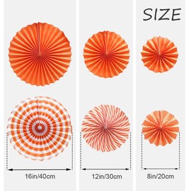 Ruidee 6 PCS Paper Fan Decorations,Hanging Paper Fans Decorations with Colorful Paper Fans,Rainbow Hanging Paper Fans for Party Decorations Festival Carnival Birthday Party (TZS/Orange)