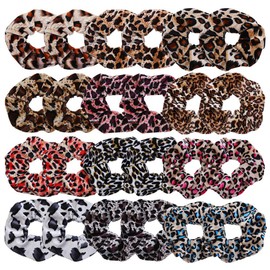 LOVEF 24pcs Leopard Print Hair Bands Scrunchy Hair Ties Ropes Scrunchies for Women Hair Accessories
