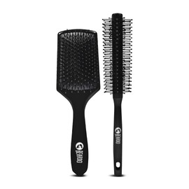 Beardo Detangling Hair Brush & Roller Hair Brush (Set of 2) | Detangling curls, smoothening, frizz control, shine, paddle hair brush for men | Smoothening & Volumizing comb for Men | Men Accessorie |