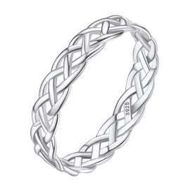 Silvora Womens Ring Fashion Celtic Knot Stacking Band Sterling Silver Thumb Rings Size 8 Irish Gifts for Wife Bridals